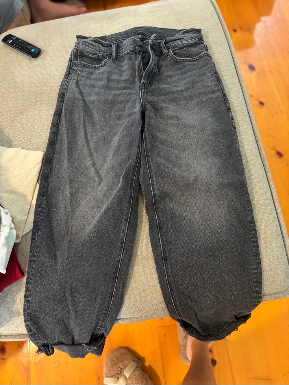 Black american eagle barrel jeans size 0 short